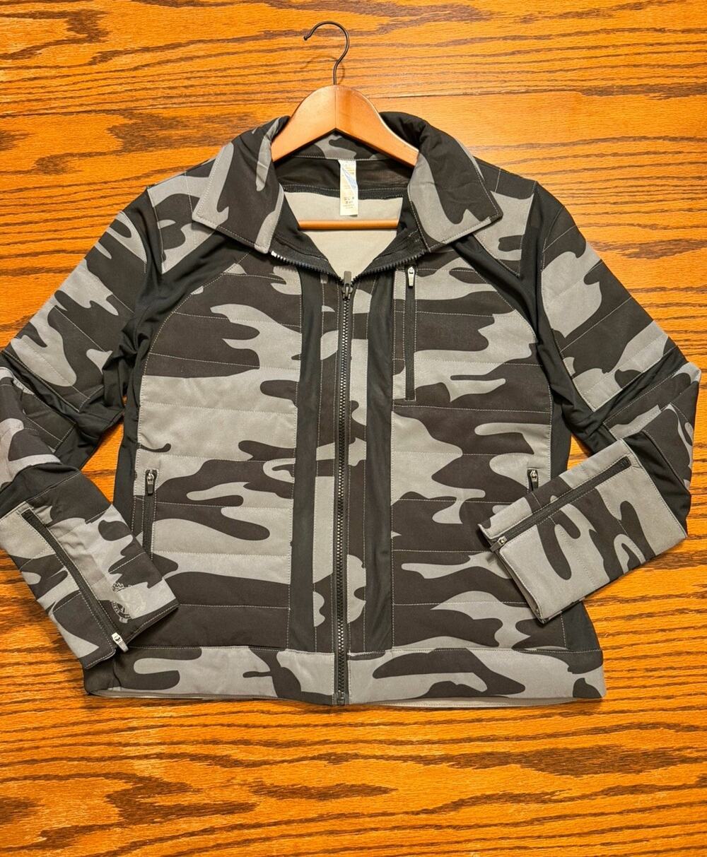 Alexo Athletica Womens Medium Gray Camo Activewear Full Zip Jacket